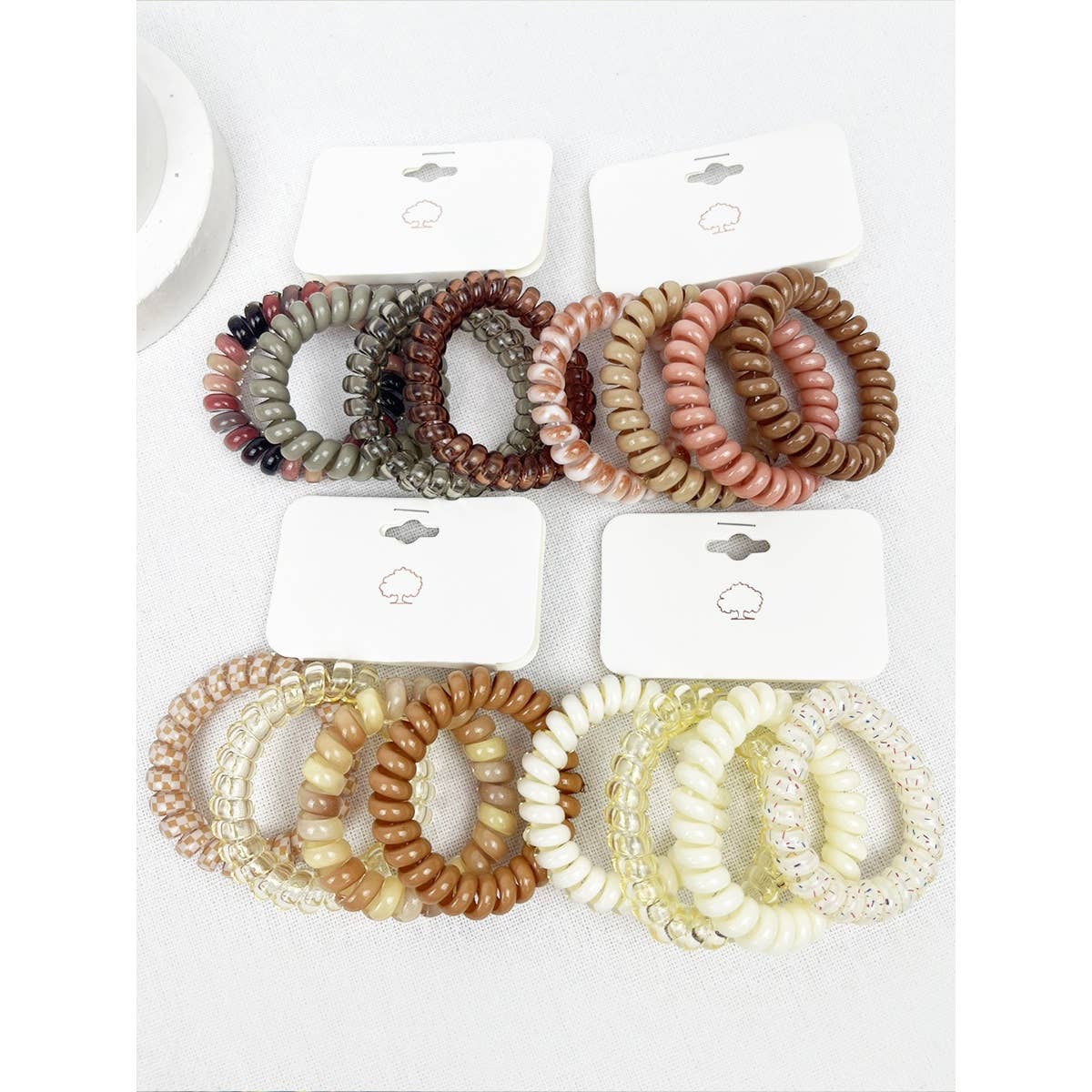 Multi-Design Spiral Hair Ties - 4 Pack