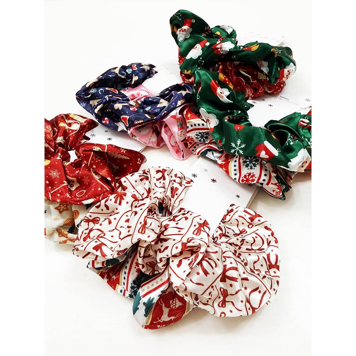 Duo Satin Christmas Hair Scrunchies