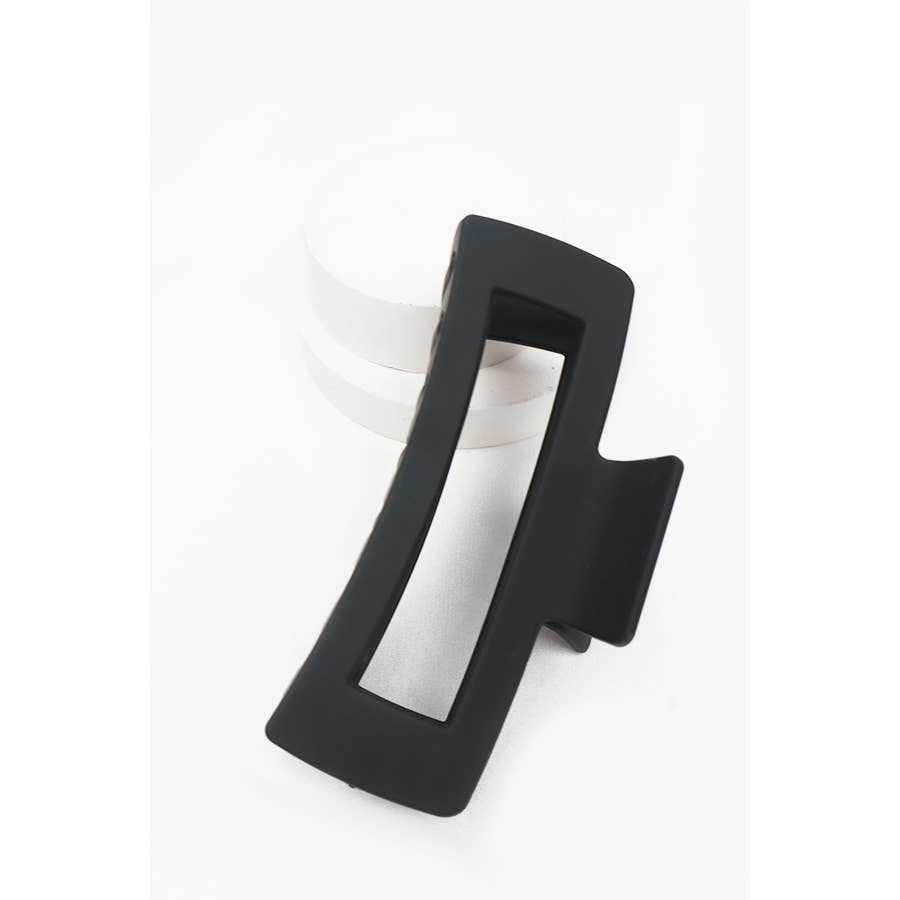 Black Jumbo Cut Out Rectangle Hair Claw: BLACK / ONE(12)