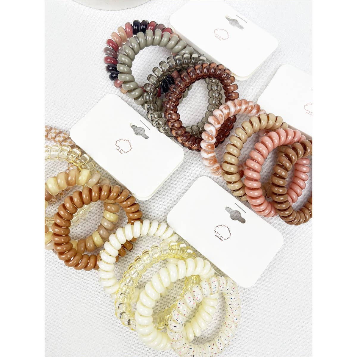 Multi-Design Spiral Hair Ties - 4 Pack