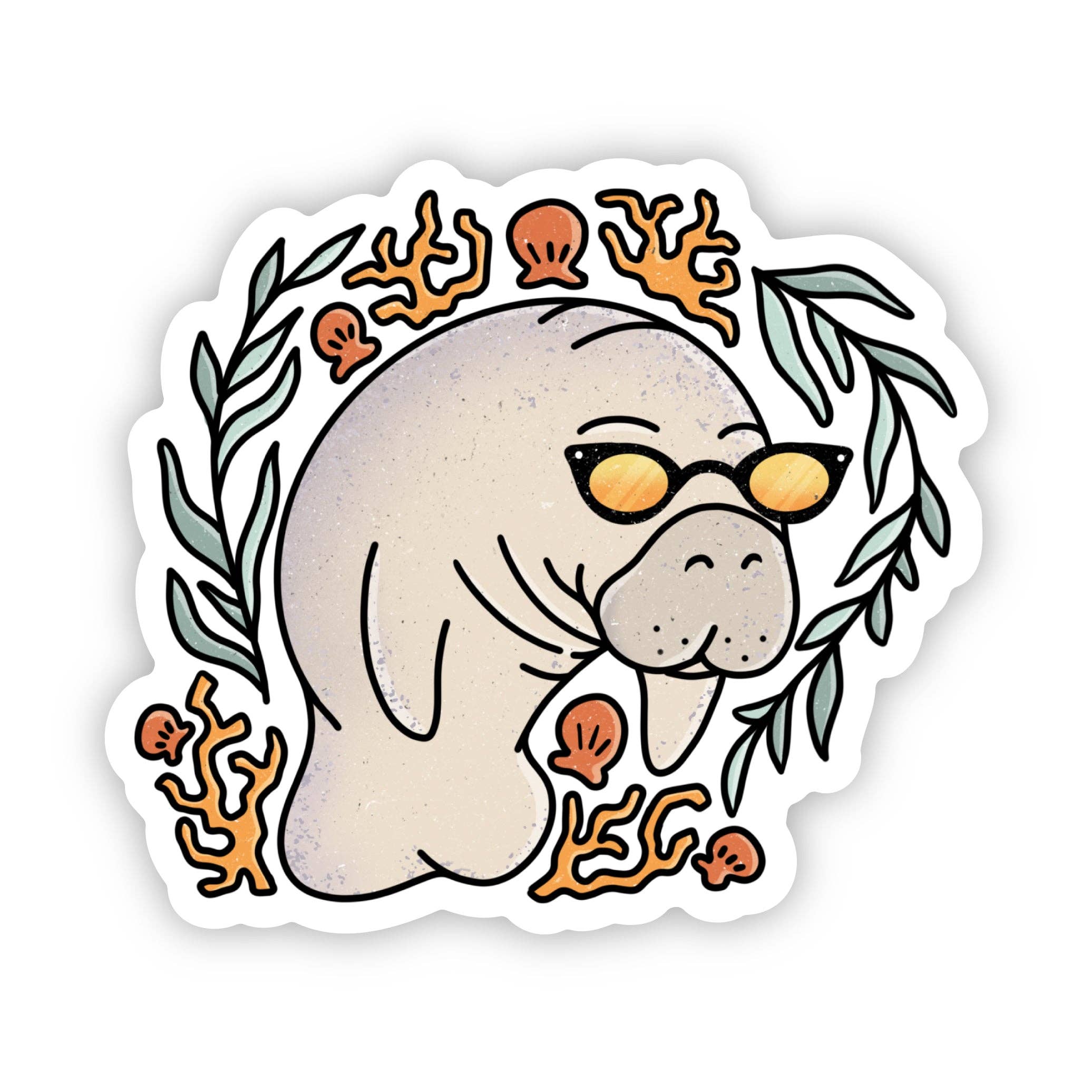 Florida Manatee In Sunglasses Sticker