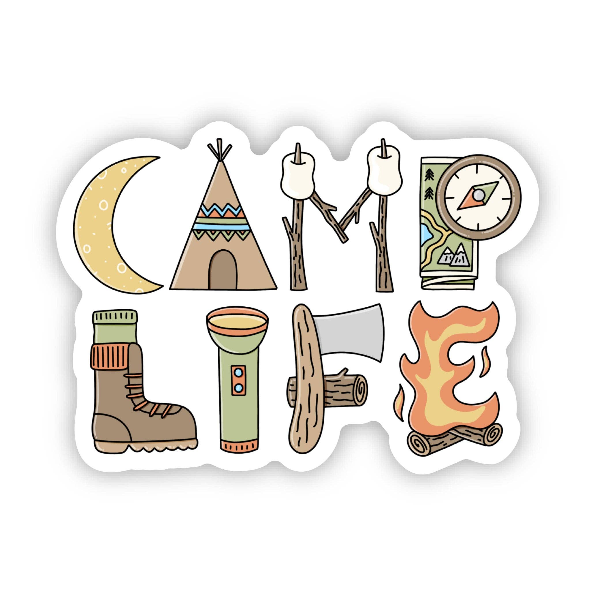 Camp Life Lettering Sticker
