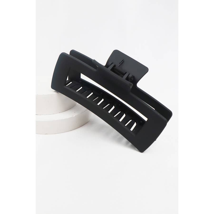 Black Jumbo Cut Out Rectangle Hair Claw: BLACK / ONE(12)