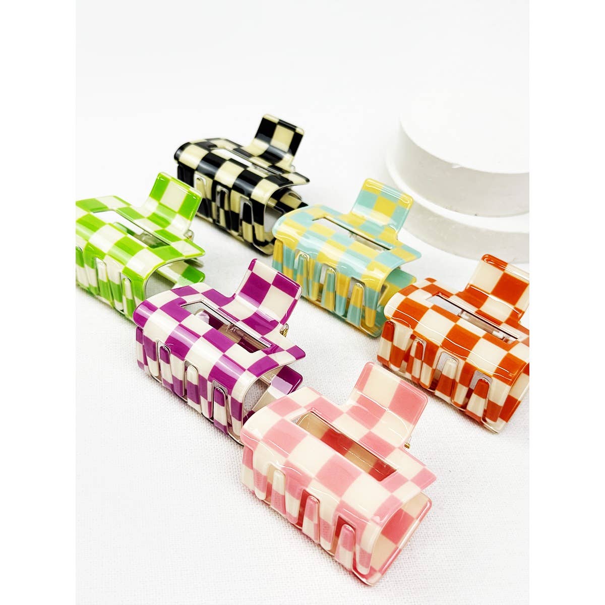 Colorful Checkered Medium Size Hair Claw