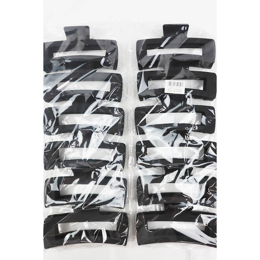 Black Jumbo Cut Out Rectangle Hair Claw: BLACK / ONE(12)