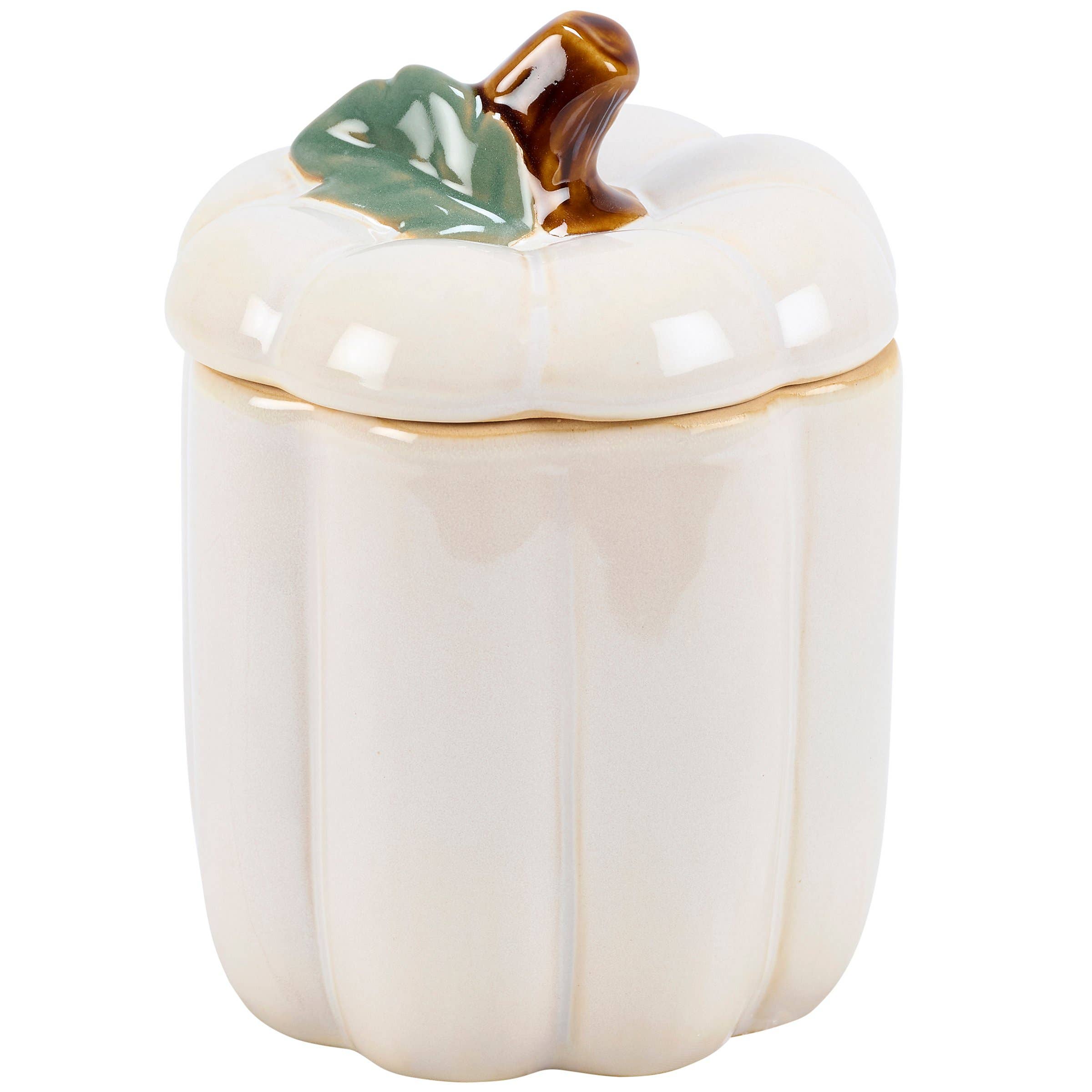 Tall White Pumpkin Treat Jar